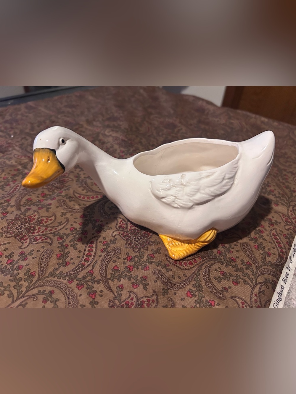 Vintage Ardco White Ceramic Goose‎ Duck Planter Bisque